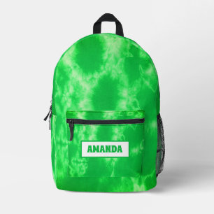 Personalized Green Tie Dye Printed Backpack