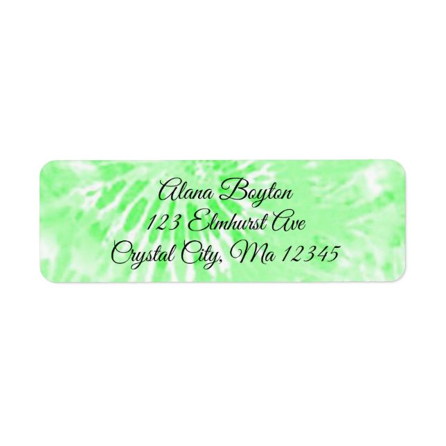 Personalized  Green Tie Dye Return Mailing Label (Front)