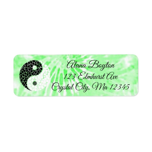 Personalized  Green Tie Dye Return Mailing Label (Front)