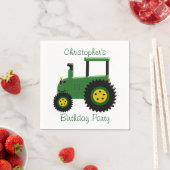 Personalized Green Tractor Birthday Napkin (Insitu)