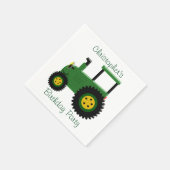 Personalized Green Tractor Birthday Napkin (Corner)