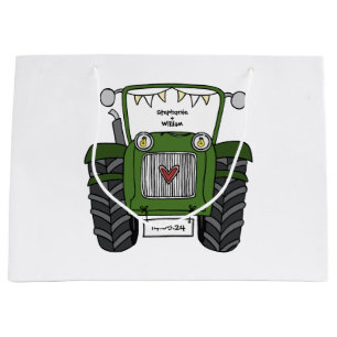 Personalized Green Tractor Country Wedding Gift Large Gift Bag