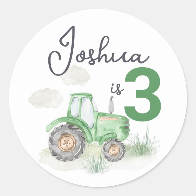 Personalized Green Tractor Stickers (Front)