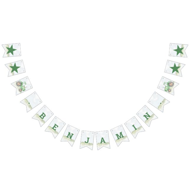Personalized Green Tractor Theme Bunting Flags (All)