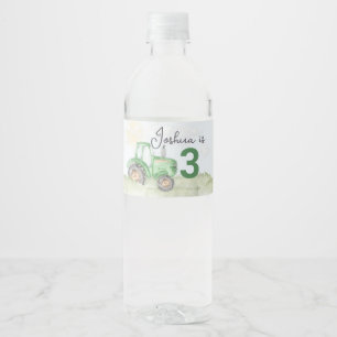 Personalized Green Tractor Theme Water Bottle Labe Label