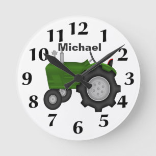 Personalized Green Tractor Wall Clock