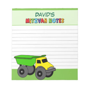 Personalized Green Truck Mitzvah Notepad