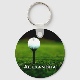 Personalized Green Turf with Golf Ball Keychain