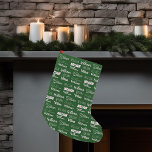 Personalized Green Typography Name Font Collage Small Christmas Stocking<br><div class="desc">A festive green Christmas stocking decorated in nine different fonts spelling your last name in white. Cute custom holiday decor with fun typography.</div>