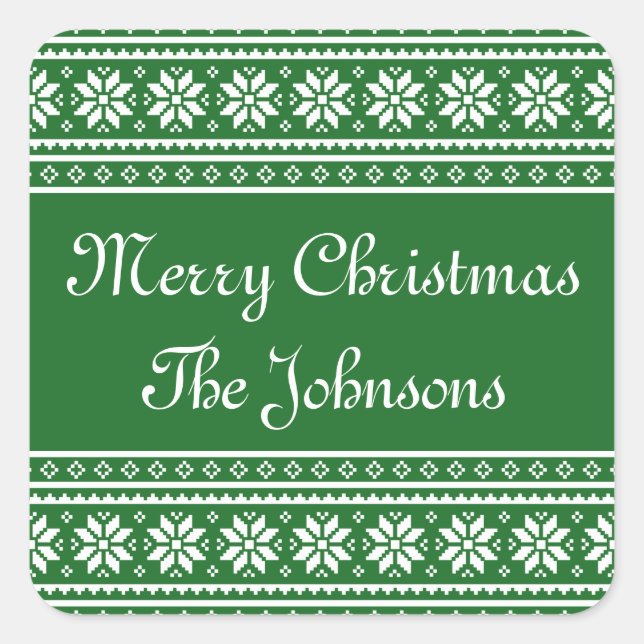 Personalized green UGLY CHRISTMAS SWEATER stickers (Front)