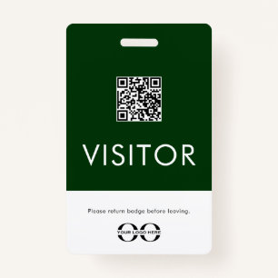 Personalized Green Visitor Badge with QR Code