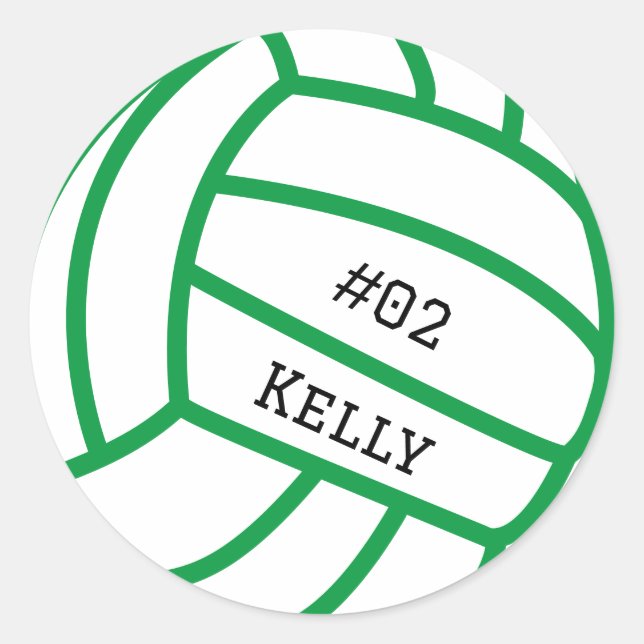 Personalized Green Volleyball Stickers (Front)