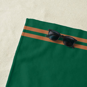 Personalized Green w/ Brown Stripes Beach Towel