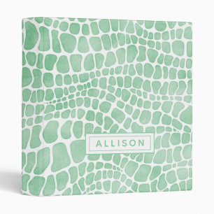 Personalized Green Watercolor Crocodile Skin Binder