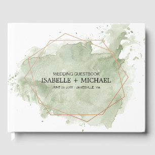 Personalized Green Watercolor Wedding Guestbook