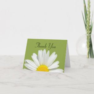Personalized Green & White Daisy Thank You Card