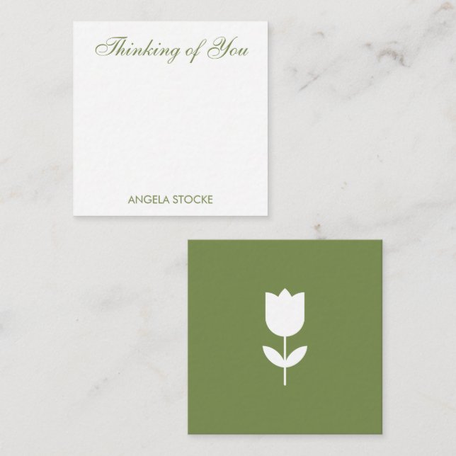 Personalized Green White Flower Card (Front/Back)