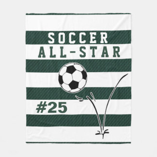 Personalized Green & White SOCCER Blanket
