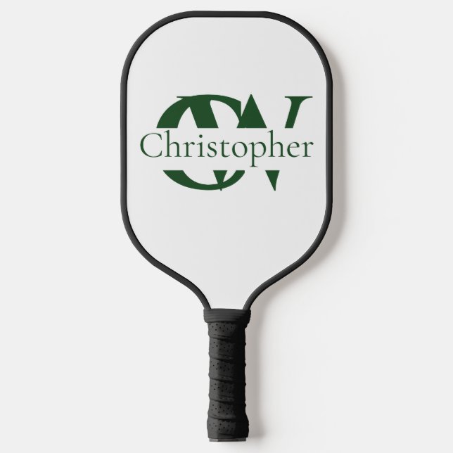 Personalized Green  with  Name & Initials Pickleball Paddle (Front)