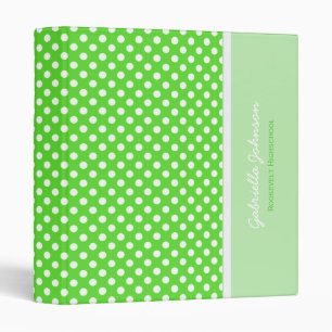 Personalized: Green With White Polka Dot Binder
