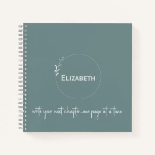 Personalized Green "Write Your Next Chapter" Notebook