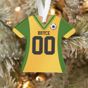 Personalized Green/Yellow Soccer Jersey Ornament
