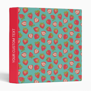 Personalized Greenand Red Strawberry 3 ring binder