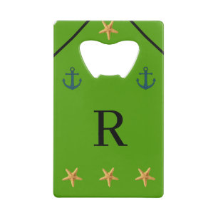 Personalized GreenCoastal Anchor Starfish Credit Card Bottle Opener