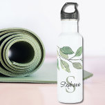 Personalized Greenery 710 Ml Water Bottle<br><div class="desc">This personalized water bottle is decorated with botanical watercolor foliage in shades of green.
Easily customizable with your name and monogram.
Original Watercolor © Michele Davies.</div>