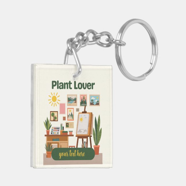 Personalized Greenery & Creative Workspace Design Keychain (Back Left)
