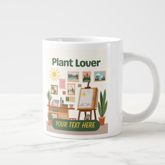 Personalized Greenery & Creative Workspace Design Large Coffee Mug (Right)