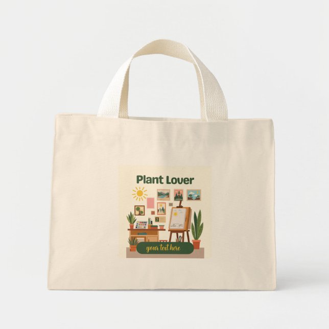 Personalized Greenery & Creative Workspace Design Mini Tote Bag (Front)