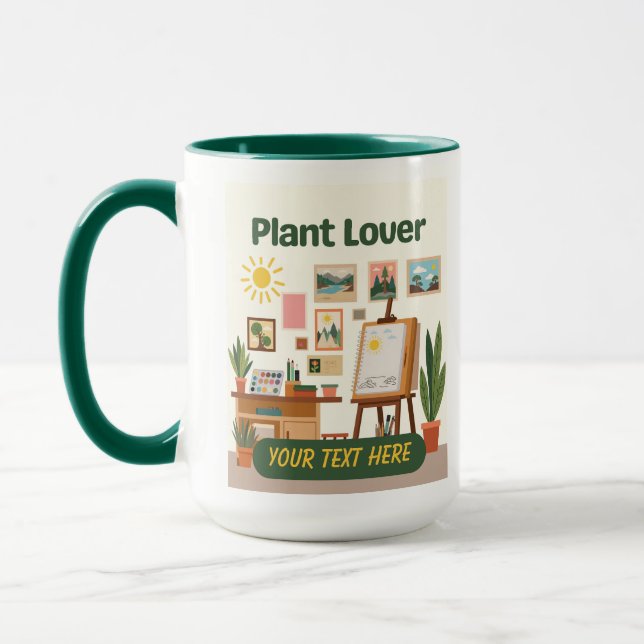 Personalized Greenery & Creative Workspace Design Mug (Left)