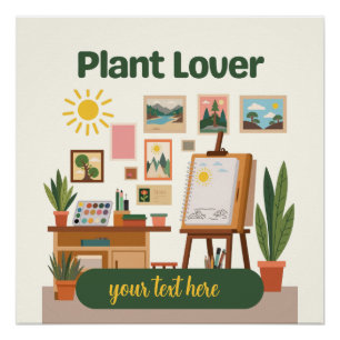 Personalized Greenery & Creative Workspace Design Poster
