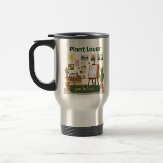 Personalized Greenery & Creative Workspace Design Travel Mug