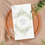 Personalized Greenery Eucalyptus Foliage Leaves Napkin<br><div class="desc">Featuring delicate watercolor leaves,  these chic botanical paper guest towels can be personalized with your own message. Perfect for weddings,  bridal showers,  baby showers,  baptism,  engagement parties,  anniversary celebrations,  and birthday get-togethers. Designed by Thisisnotme©</div>