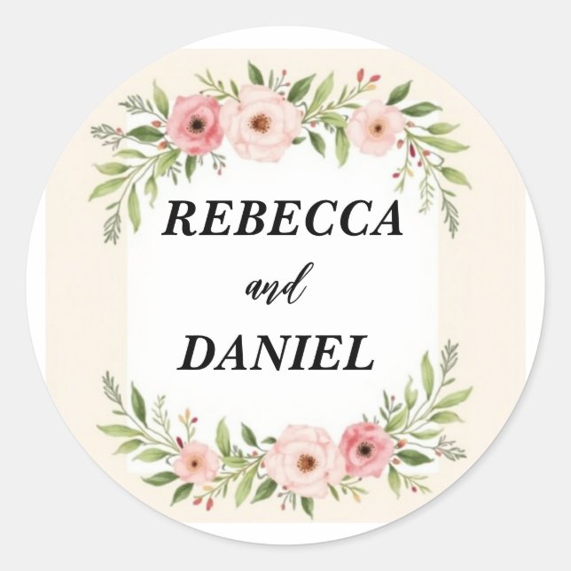 Personalized Greenery Eucalyptus Wedding Sticker – (Front)