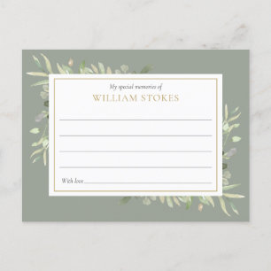 Personalized Greenery Funeral Share A Memory Card
