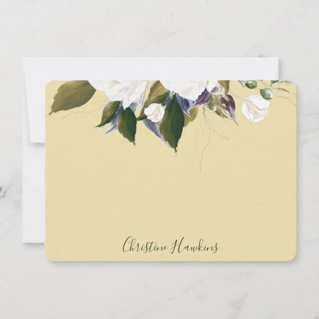 Personalized Greenery Leaves Watercolor Elegant Card (Front)