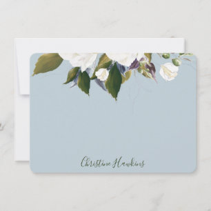 Personalized Greenery Leaves Watercolor Light Blue Card