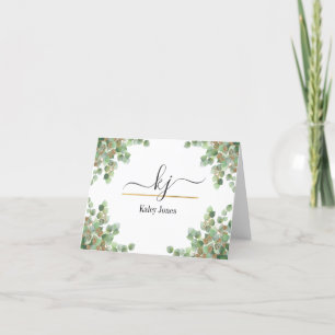 Personalized Greenery Name   From The Desk Of  Thank You Card