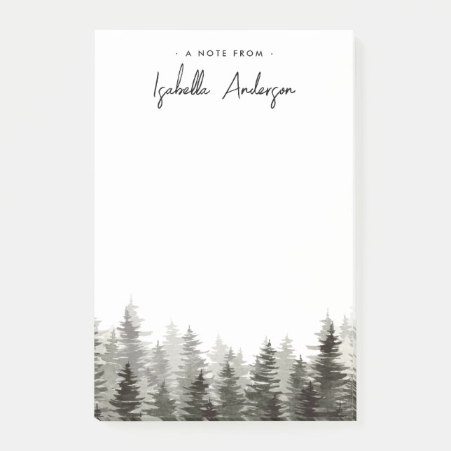 Personalized Greenery Rustic Pine Trees Post-it Notes (Front)