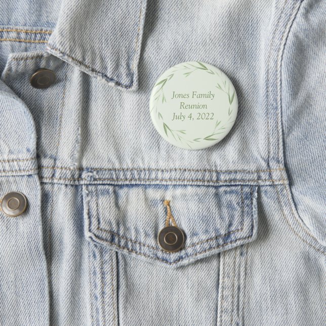 Personalized greenery theme family reunion 2 inch round button (In Situ)