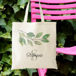 Personalized Greenery Tote Bag<br><div class="desc">This personalized tote bag is decorated with botanical watercolor foliage in shades of green.
Easily customizable with your name and monogram. Original Watercolor © Michele Davies.</div>