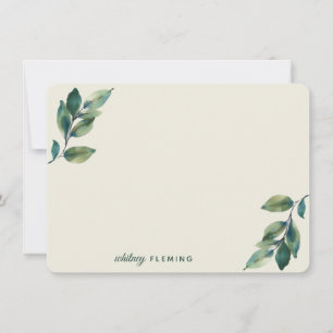 Personalized Greenery Watercolor Sage Green Leaves Card