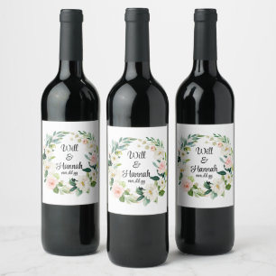 Personalized Greenery Wedding Reception for Table Wine Label