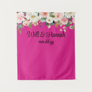 Personalized Greenery Wedding Reception Photo Prop Tapestry