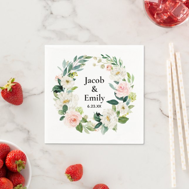Personalized Greenery Wedding Reception Serviettes Napkin (Insitu)