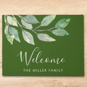 Personalized Greenery Welcome Doormat