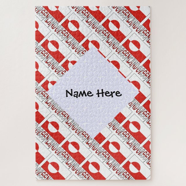 Personalized Greenland Tiled Flag Name Jigsaw Puzzle (Vertical)
